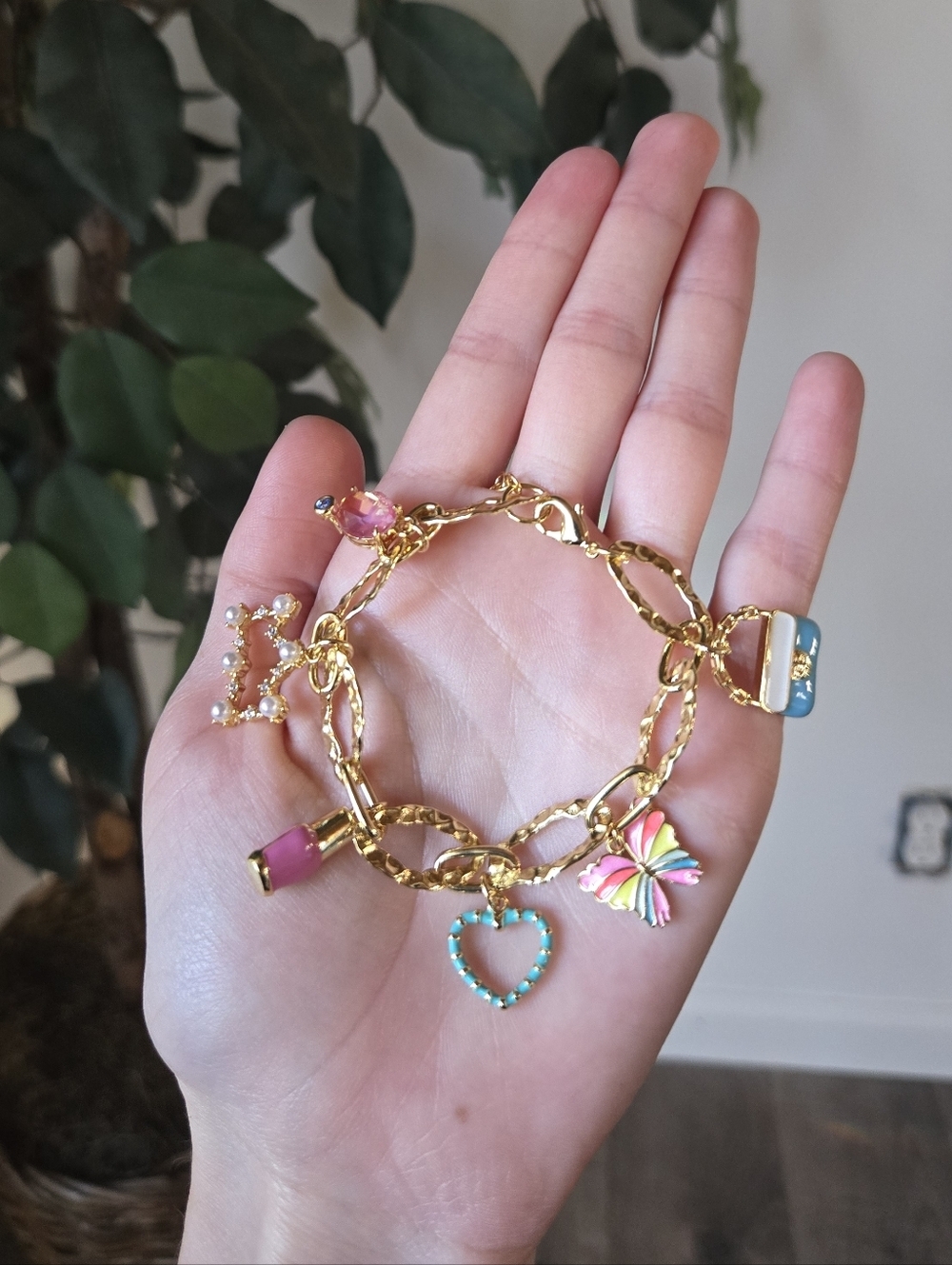 18k Girls Chunky Charm Bracelet